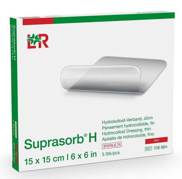 Suprasorb H Hydrokolloid-Verband steril, dünn, 15x15cm, 5 Stück (REF 108864) / PZN: 15563364