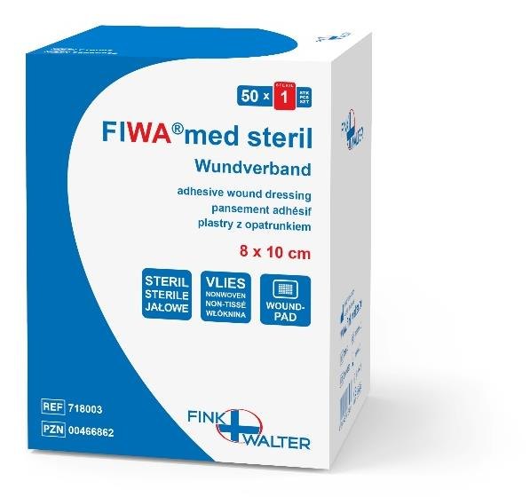Fink & Walter FIWA®med steril – Wundverband STERIL 10x30cm, weiß, Pckg à 50x1 Stück / 50 St. (REF 718008) / PZN: 10821554