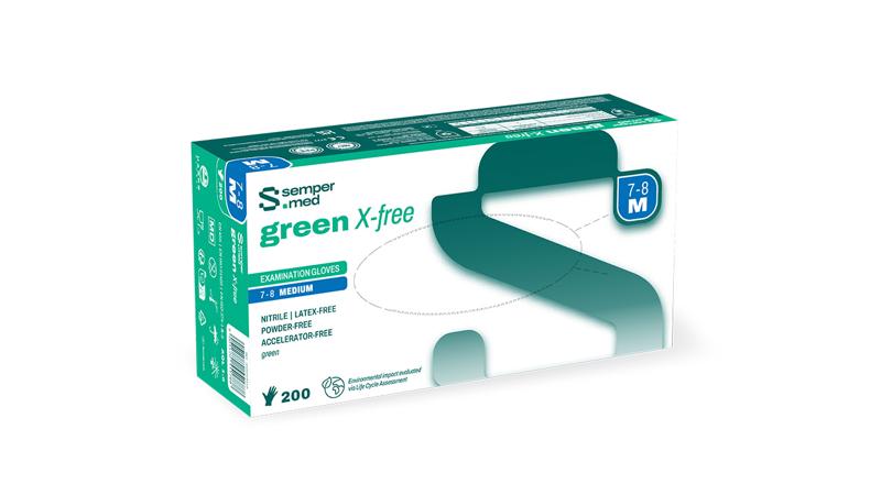 Sempermed green X-free Uhs Nitrile ungepudert, grün, Gr. L, 8,5, 200 Stk (REF 402283)