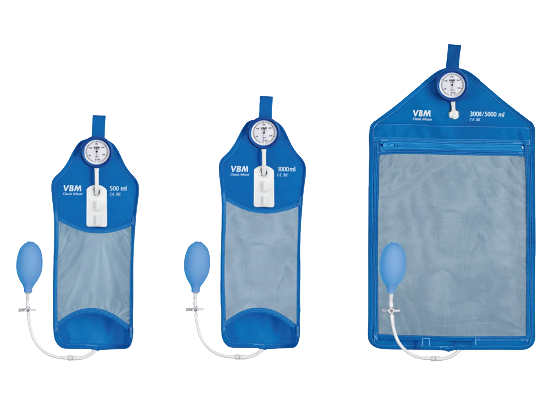 Classic Infusor – Druckinfusionsmanschette /  3000 / 5000 ml, wiederverwendbar/ Mit Handgebläse, Dreiwegehahn und Manometer / REF: 58-08-300