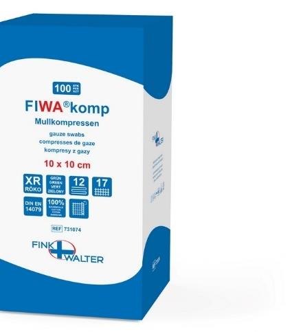 Fink & Walter FIWA®komp – Mullkompressen 10x10cm, 32-fach, Röko, VM 17 DIN 14079 BW (Pckg. à 100 Kompressen) / 100 St. (REF 731112) / PZN: 15204990