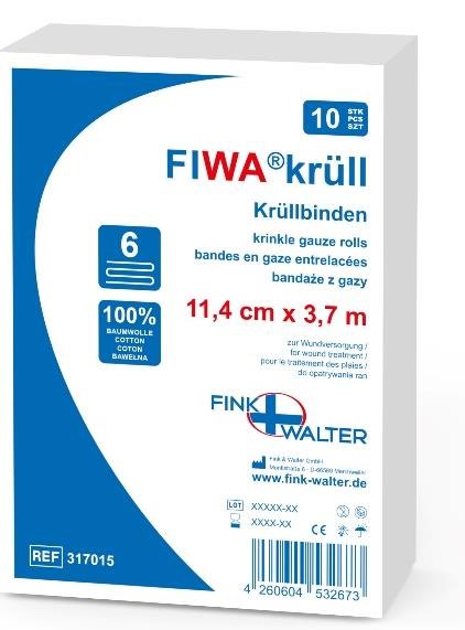 Fink & Walter FIWA®krüll – Krüllbinden steril 11,4cm x 3,7m, Set à 1 Stück / 1 St. (REF 317016)