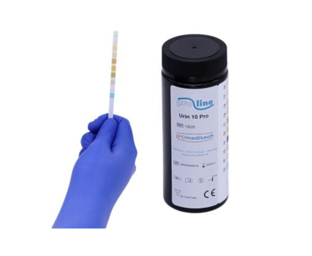 Urin 10 Pro / Leuko, Nitrit, Uro, Protein, pH, Blut, Dichte, Keton, Billirubin, Glukose / Teststreifen / 100 St. p.P. / REF: 12025