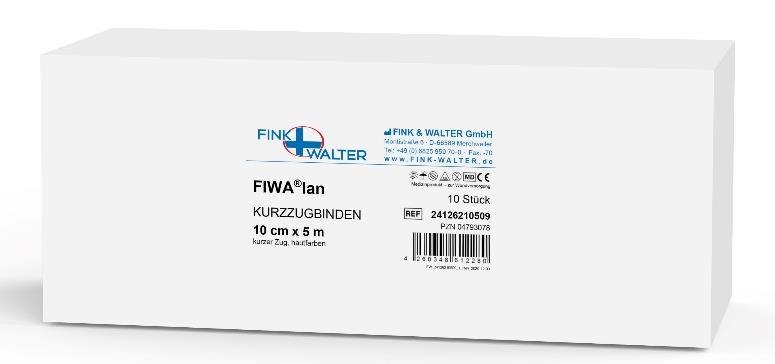 Fink & Walter FIWA®Ian – Kurzzugbinde steril 12cm x 5m, mit Klammer, textilelastisch, kurzer Zug, hautfarben, doppelt verpackt, Set à 1 Stück / 1 St. (REF 32455) / PZN: 11860059