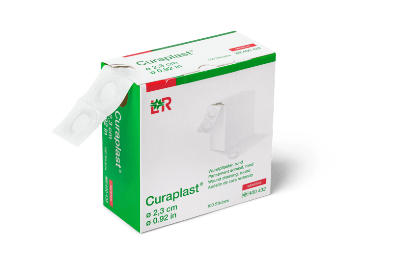 Curaplast sensitive Pflasterstrips 2,3cm, 100 Stück, rund, auf Rolle (REF 400432) / PZN: 07632921