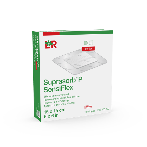 Suprasorb P SensiFlex PU-Schaumverband steril, border, 15x15cm,10Stk (REF 400200) / PZN: 19445302