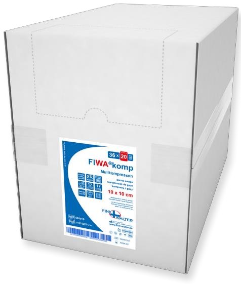 Fink & Walter FIWA®komp - Mullkompressen steril 7,5x7,5cm, 12-fach, Röko, VM 17 DIN 14079 BW, doppelt verpackt mit Zählkarte, Set à 20 Stück / 20 St. (REF 520008)