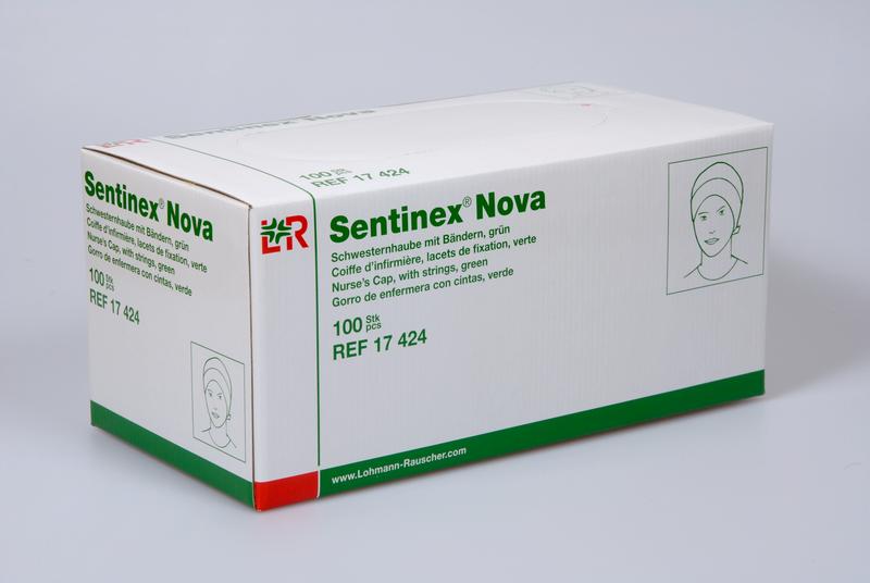 Sentinex Nova Schwesternhaube mit Bändern, grün, 100 Stk (REF 17424)