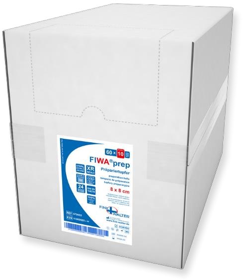 Fink & Walter FIWA®prep – Präpariertupfer steril 10x10cm in Schiebeschachtel, Röko, VM 24 DIN 14079 BW, doppelt verpackt mit Zählkarte, Set à 10 Stück / 10 St. (REF 570009)