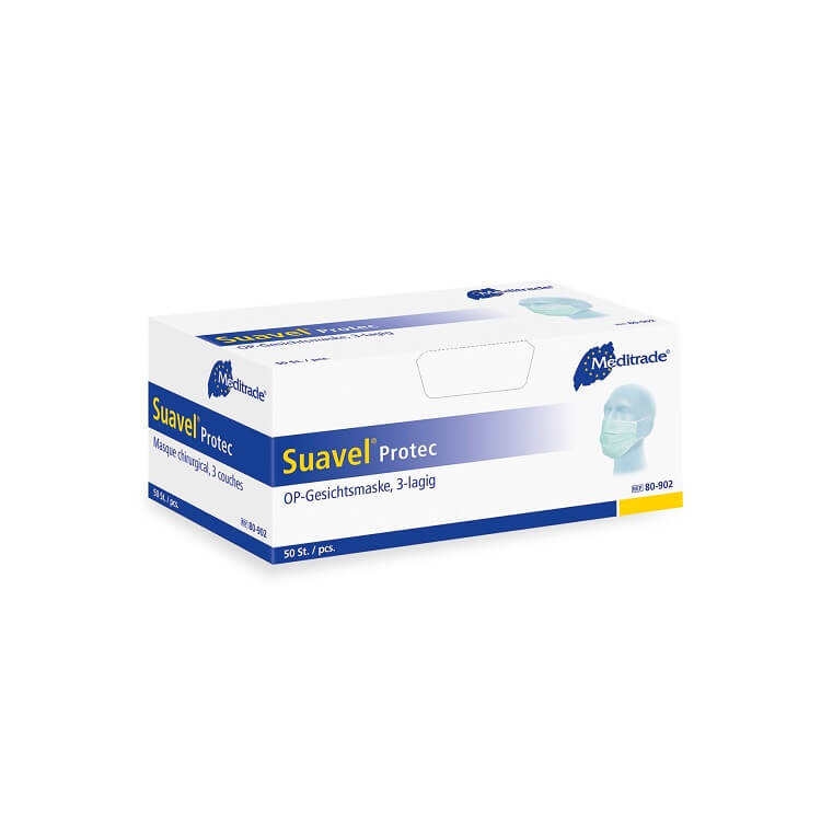 Meditrade Suavel® Protec OP-Masken 3-lagig 50 Stück blau Typ IIR